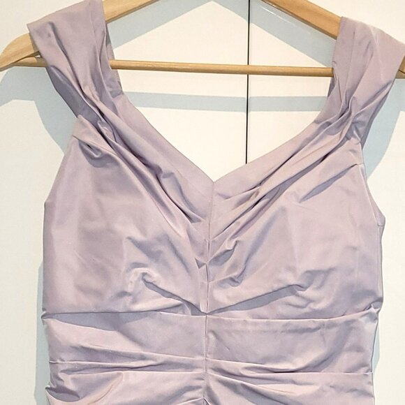 NWT Lida Baday Ruched Taffeta Lilac Party Dress Size 4 - Picture 2 of 7